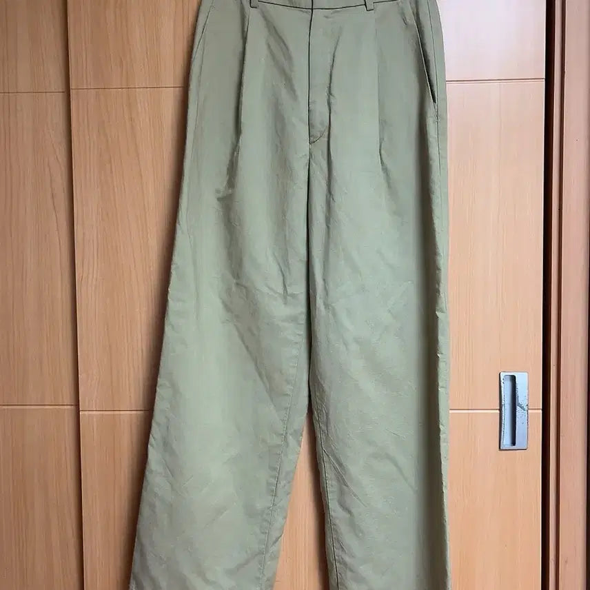 [BUNJANG] Uniqlo Linen Wide Pants Khaki M / 유니클로 린넨 와이드팬츠