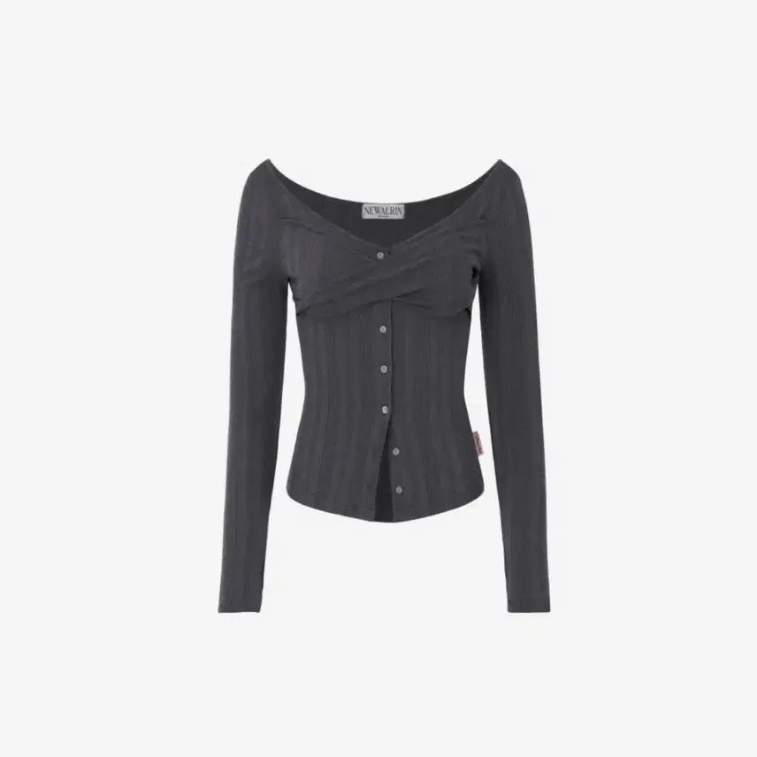 [BUNJANG] Newearling Lodge Twist Button Top Charcoal / 뉴얼린 로지 트위스트 버튼탑 차콜