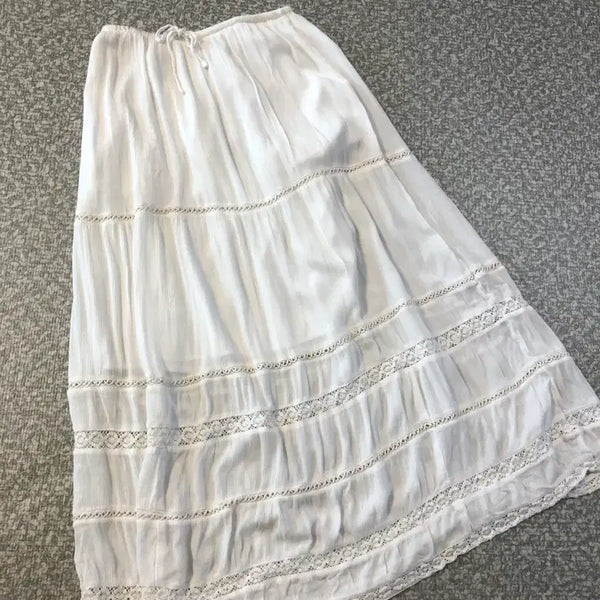 [BUNJANG] Hollister Atelier Eyelet Lace Adjustable Rise Long Skirt / 홀리스터 아뜰리에 펀칭 아일렛 레이스 어드저스터블 라이즈 롱 스커트 치마 히피 보헤미안