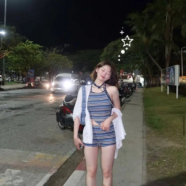 [BUNJANG] Barrel Tankini Set Navy Bikini Swimsuit / 배럴 탱키니 세트 네이비 비키니 수영복