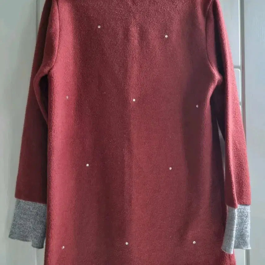 [BUNJANG] Long Burgundy Cubic Knit Dress / 롱 버건디 큐빅 니트및 원피스  (55~66)