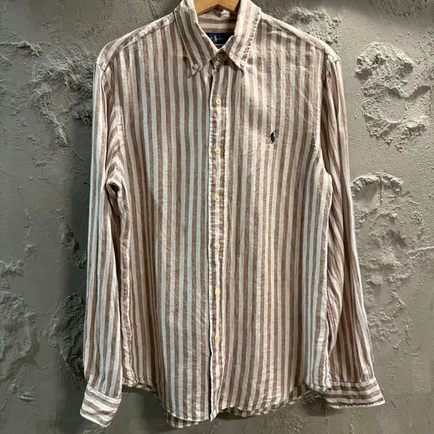 [BUNJANG] Polo Ralph Lauren Striped Linen Shirt - Ivory / [M] 폴로 POLO 스트라이프 린넨 셔츠 아이보리