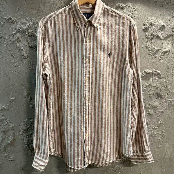 [BUNJANG] Polo Ralph Lauren Striped Linen Shirt - Ivory / [M] 폴로 POLO 스트라이프 린넨 셔츠 아이보리