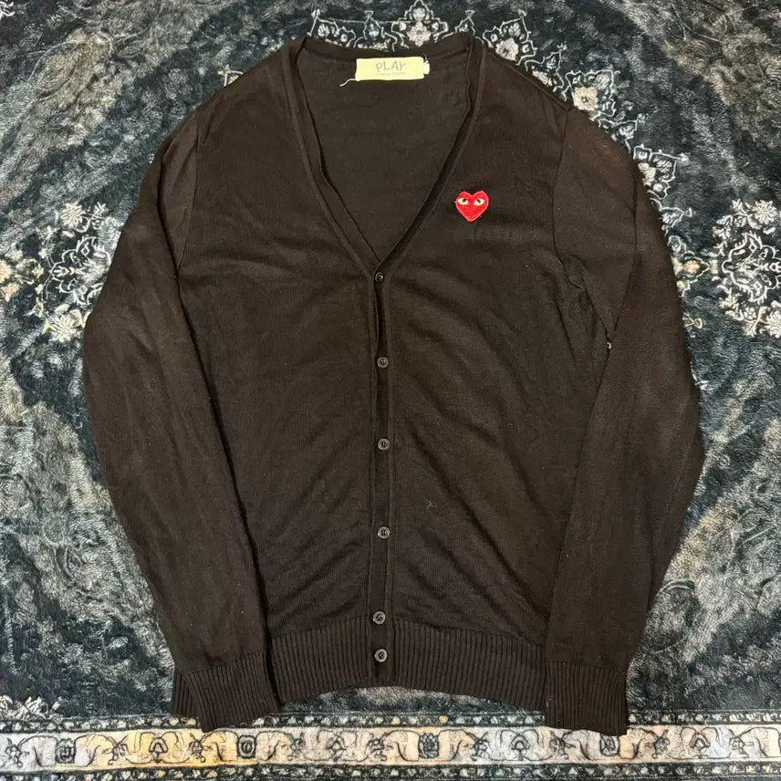 [BUNJANG] Comme des Garçons Play Knit Cardigan Black Heart Logo / 꼼데가르송 니트 가디건