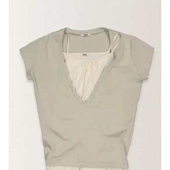 [BUNJANG] Auro Layered Sleeveless T-Shirt & Short Sleeve T-Shirt Set (Ivory, Mint) / 아우로 레이어드 나시 반팔 set (아이보리, 민트)