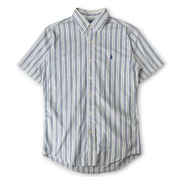 [BUNJANG] Polo Ralph Lauren Custom Fit Vertical Stripe Short Sleeve Shirt / 폴로랄프로렌 커스텀핏 세로 스트라이프 반팔 셔츠 S
