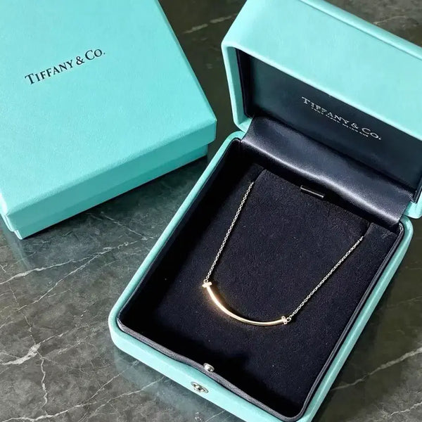 [BUNJANG] Tiffany & Co. T Smile 18K Rose Gold Women's Necklace / 티파니 T 스마일 18K 로즈골드 여성 목걸이 데일리 필수 주얼리
