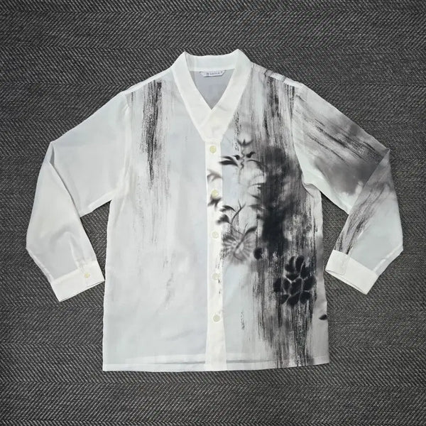 [BUNJANG] Leesle Unisex Ink Print Shirt Jeogori / 리슬 공용 먹물 셔츠 저고리
