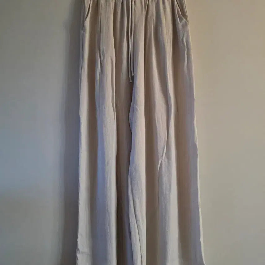 [BUNJANG] Linen Wide Pants - Beige / 린넨 와이드 팬츠