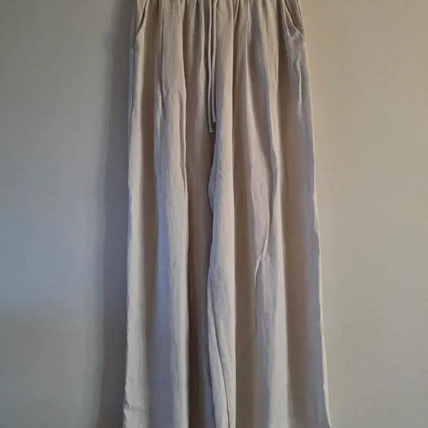 [BUNJANG] Linen Wide Pants - Beige / 린넨 와이드 팬츠