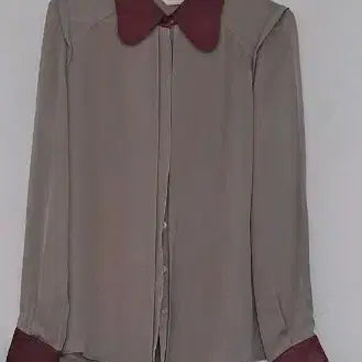 [BUNJANG] MINE Silk Blouse Wine Color Block / 마인 실크 블라우스