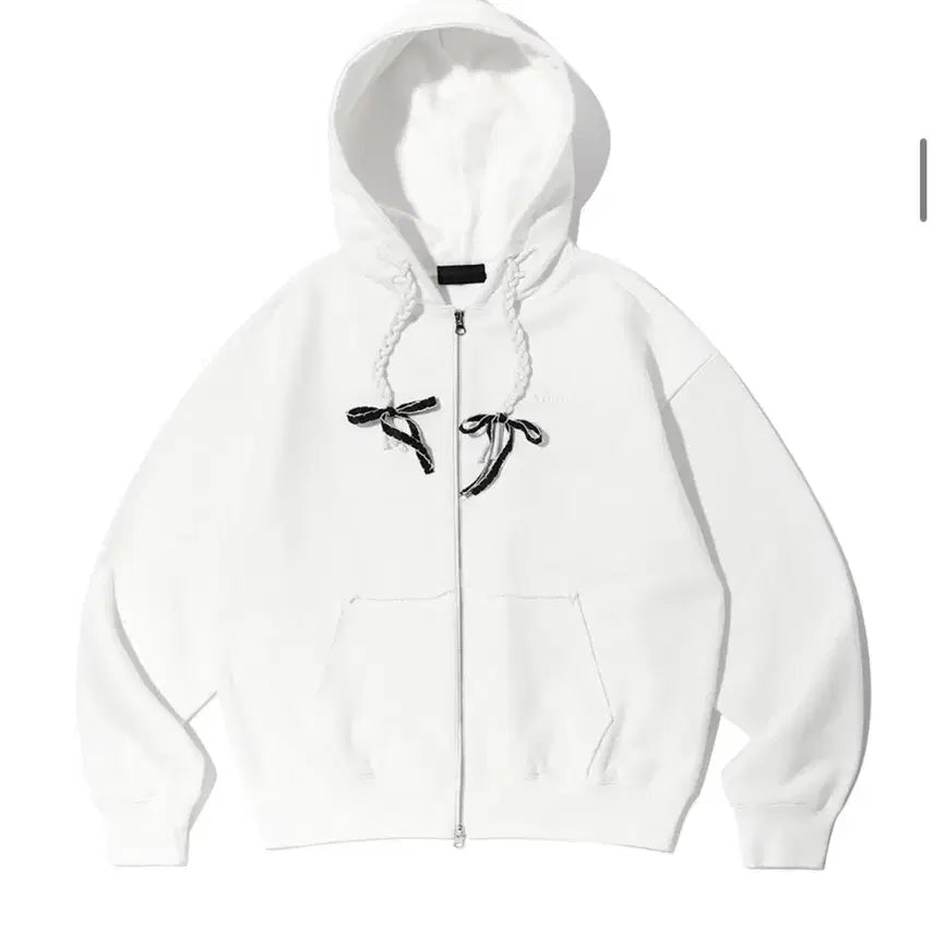 [BUNJANG] YOOHEE Ribbon Detail Hood Zip-Up White / 유희 RIBBON DETAIL HOOD ZIP-UP WHITE