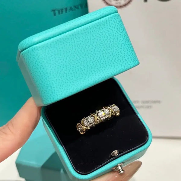 [BUNJANG] Tiffany & Co. Jean Schlumberger 'X' Diamond Platinum Ring Size 15 / 티파니 Jean Schlumberger X형 다이아 950 플래티넘 반지 15호