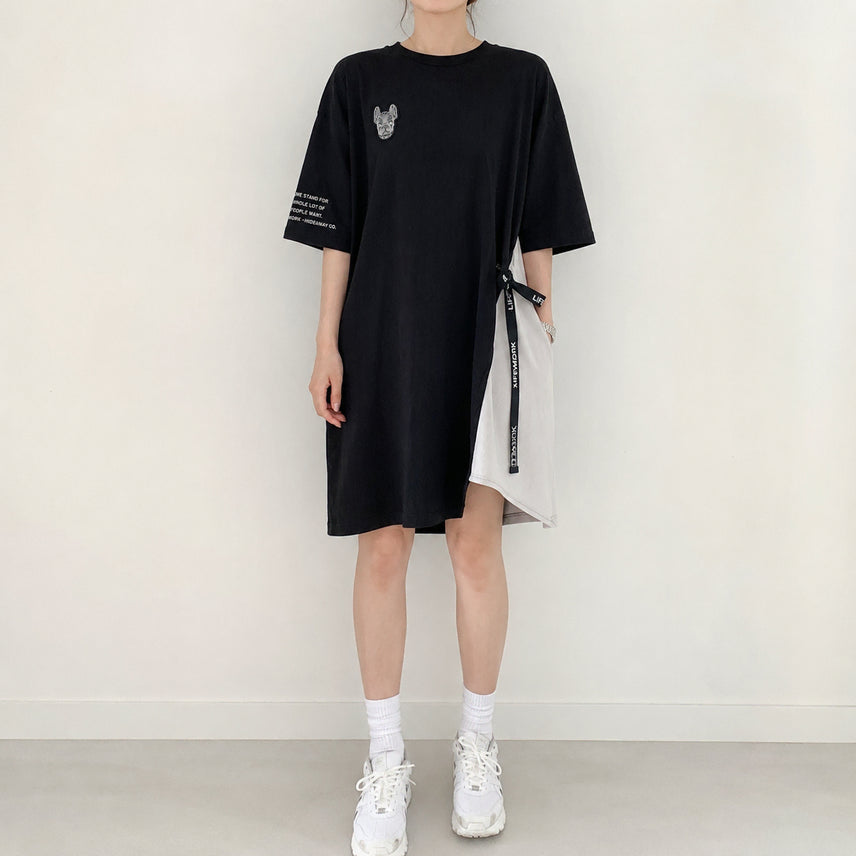 [BUNJANG] Life Work Unbalanced Layered Short Sleeve One-Piece Dress / [F]라이프워크 언밸런스 레이어드 반팔 원피스