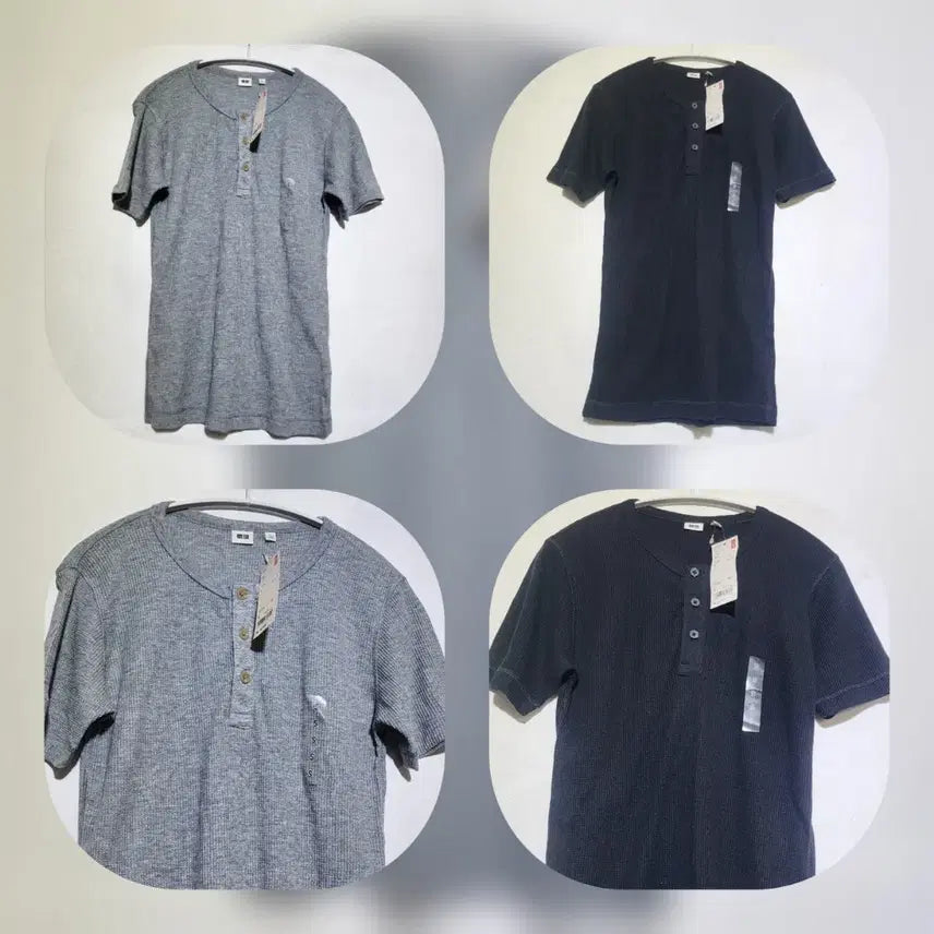 [BUNJANG] Uniqlo Henry Neck Short Sleeve T-Shirt 2-Piece Set (Size S) / 빈티지존 (새상품) 유니클로 헨리넥 반팔티 2장세트 S
