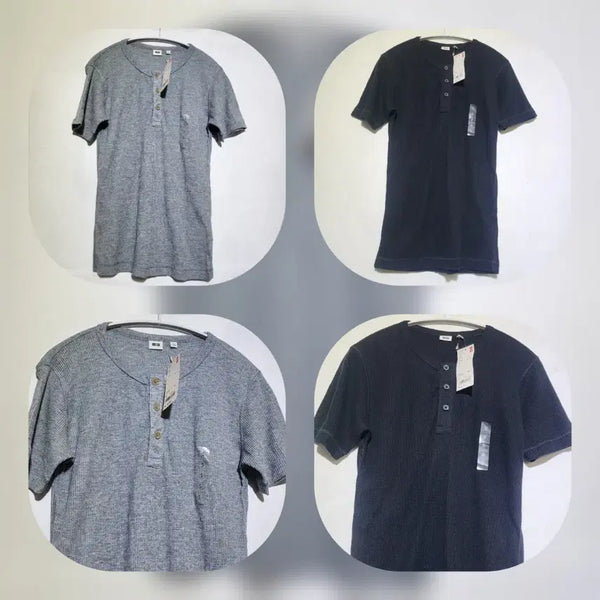 [BUNJANG] Uniqlo Henry Neck Short Sleeve T-Shirt 2-Piece Set (Size S) / 빈티지존 (새상품) 유니클로 헨리넥 반팔티 2장세트 S