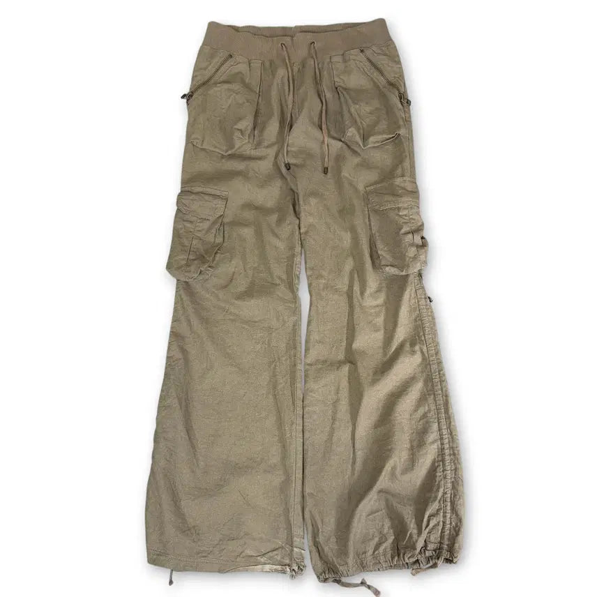 [BUNJANG] G.O.A Linen Blended Parachute Wide Cargo Pants / G.O.A 고아 린넨 블렌디드 파라슈트 와이드 카고팬츠 Free