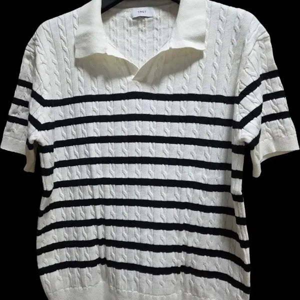 [BUNJANG] Tngt Stripe Short Sleeve Knit Ivory / tngt 스트라이프 반팔니트 아이보리 105