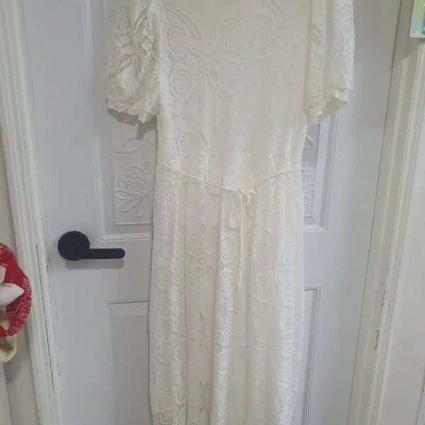 [BUNJANG] Invest White Lace Maxi Dress / 인베스트 화이트 원피스