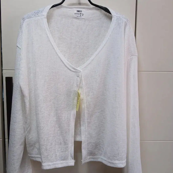 [BUNJANG] Crop Cardigan White (Size 77-88) / 새상품3651 가디건크롭 화이트(넉넉77~88)