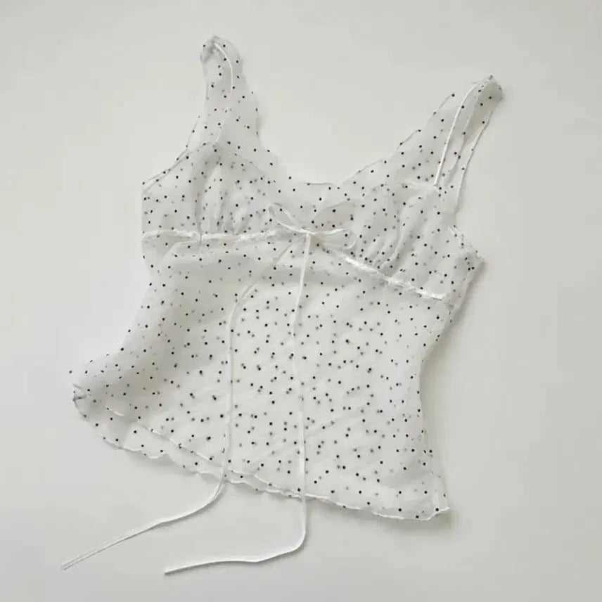 [BUNJANG] Dot See-through Chiffon Bustier / 도트 시스루 쉬폰 뷔스티에