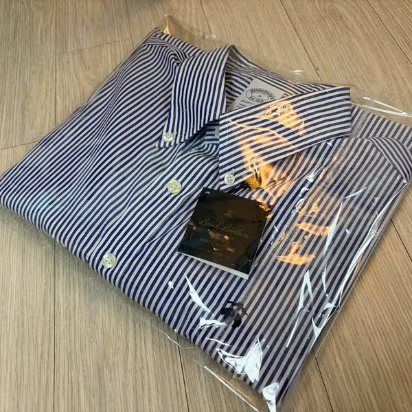 [BUNJANG] Brooks Brothers Blue Stripe Shirt Medium (100) / 브룩스브라더스 블루 스트라이프 셔츠 M(100)사이즈 미착용 새것