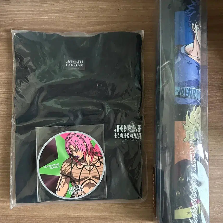 [BUNJANG] JoJo's Bizarre Adventure Caravan T-Shirt & Desk Mat Bundle (Sealed) / 죠죠 카라반 티셔츠, 데스크매트 일괄 미개봉