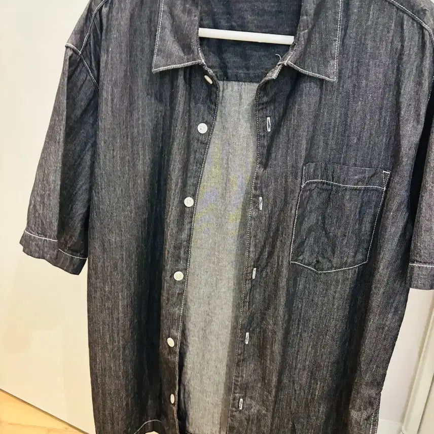 [BUNJANG] Polo Ralph Lauren Denim Short Sleeve Shirt and Shorts Set - Black, L / 폴햄 데님반팔셔츠 반바지세트 블랙L
