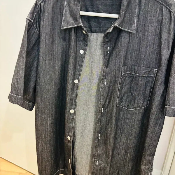 [BUNJANG] Polo Ralph Lauren Denim Short Sleeve Shirt and Shorts Set - Black, L / 폴햄 데님반팔셔츠 반바지세트 블랙L