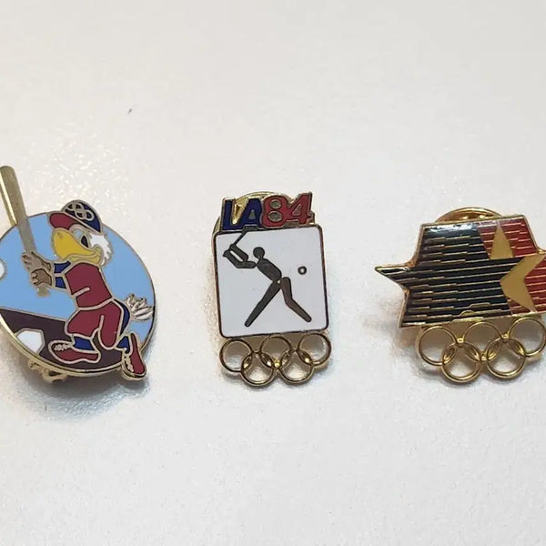 [BUNJANG] 1984 Los Angeles Olympics Baseball Commemorative Pin Set (3 Types) / LA 1984 올림픽 기념 야구 뱃지 3종 세트