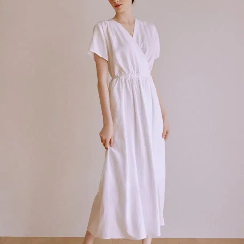 [BUNJANG] Re_L Lawn Wrap Dress White Long Dress / 리엘 원피스 re_l Lawn wrap dress  화이트 롱원피스