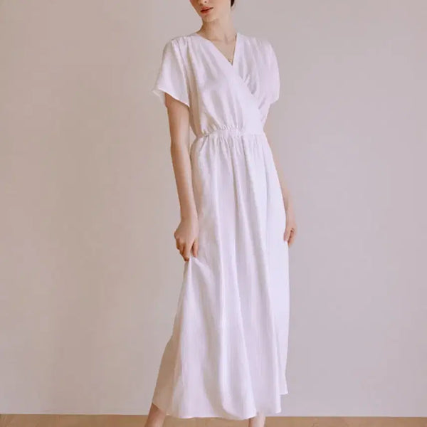 [BUNJANG] Re_L Lawn Wrap Dress White Long Dress / 리엘 원피스 re_l Lawn wrap dress  화이트 롱원피스