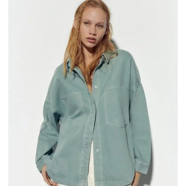 [BUNJANG] Zara Oversized Fit Denim Shirt Jacket / 자라 오버핏 데님 셔츠 자켓