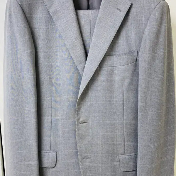 [BUNJANG] Ring Jacket Light Grey Check Hand-Stitch Suit 48 / 링자켓 라이트그레이 수트 48사이즈