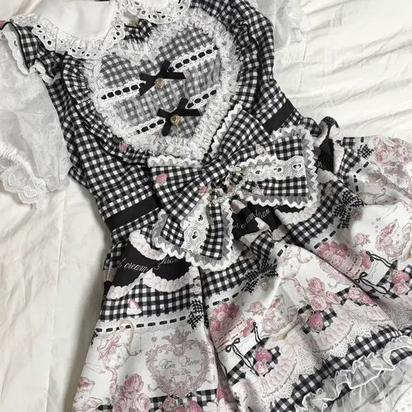 [BUNJANG] Lizlisa Gingham Tea Room Dress Set / 리즈리사 깅엄 티룸 원피스 교판 셋업