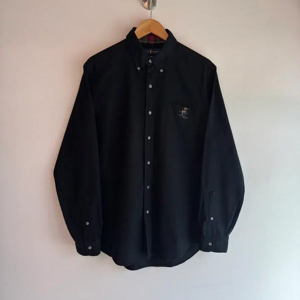 [BUNJANG] Polo Ralph Lauren Relaxed Fit New Label Ski Bear Shirt / 폴로 랄프로렌 루즈핏 신형라벨 블랙 스키 베어 셔츠