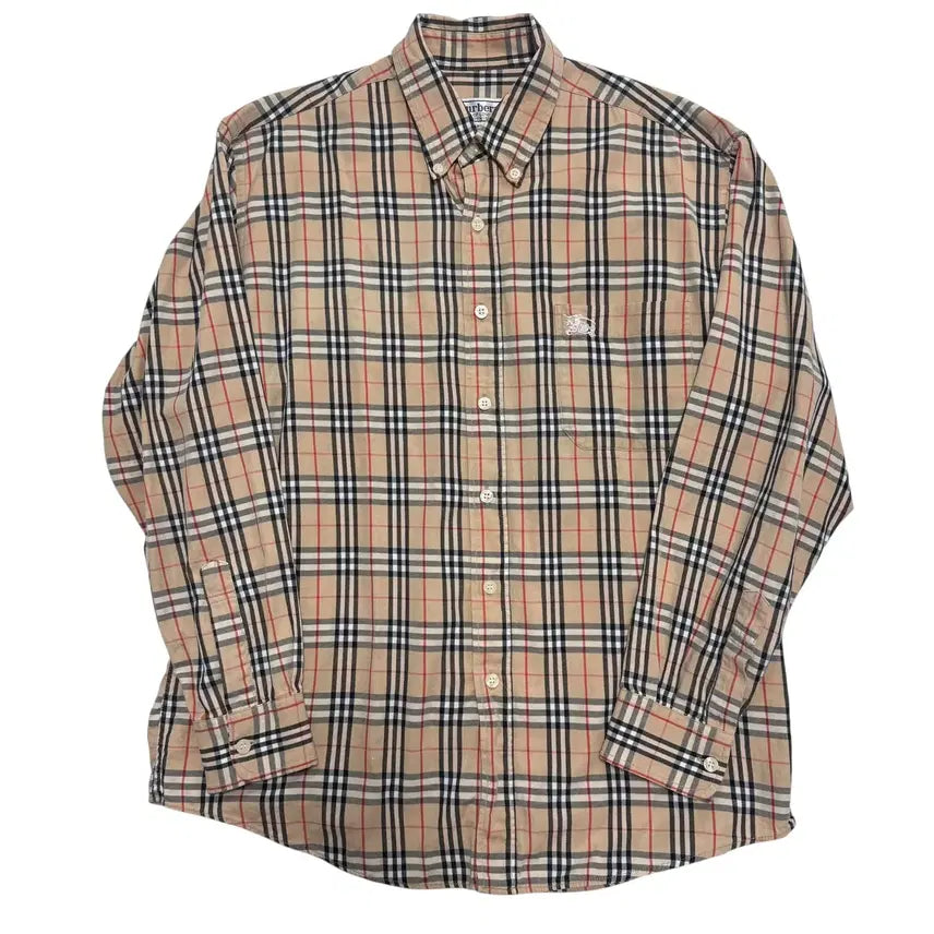 [BUNJANG] Burberry Nova Check Beige Shirt (Size M) / 정품 버버리 노바체크 베이지 셔츠 (No.95)