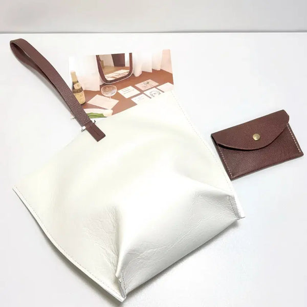 [BUNJANG] Handmade Cowhide Mini Tote Bag and Cardholder Set / (무료배송) 2종 소가죽 핸드메이드 손목가방 미니 가방 카드지갑 세트