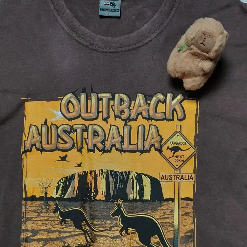 [BUNJANG] Vintage Australia Outback Kangaroo Graphic T-Shirt Brown / [L] 빈티지 오스트레일리아 아웃백 캥거루 그래픽 티셔츠 브라운