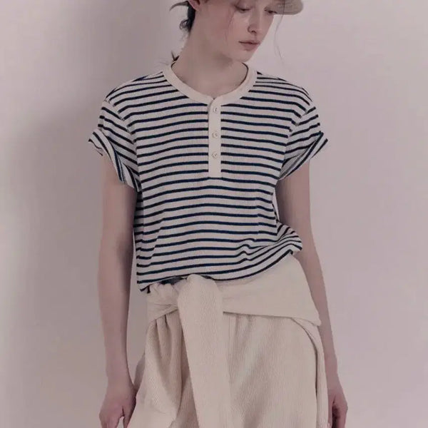 [BUNJANG] Nothing Written Stripe T-Shirts (Set of 2) / 낫띵리튼 스트라이프 티셔츠 2장