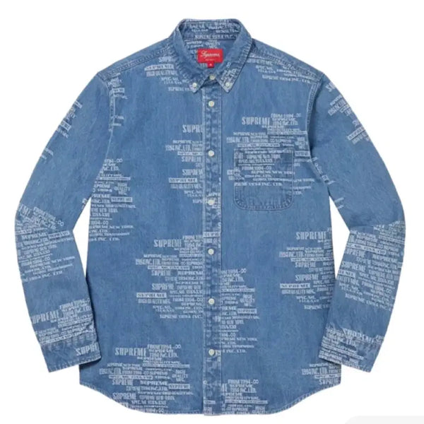 [BUNJANG] Supreme Trademark Jacquard Denim Shirt XL / 슈프림 Supreme 트레이드마크 자카드 데님 셔츠