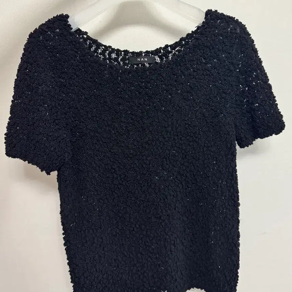 [BUNJANG] Black See-through Popcorn Knit (Free Size) / 블랙 시스루 팝콘니트