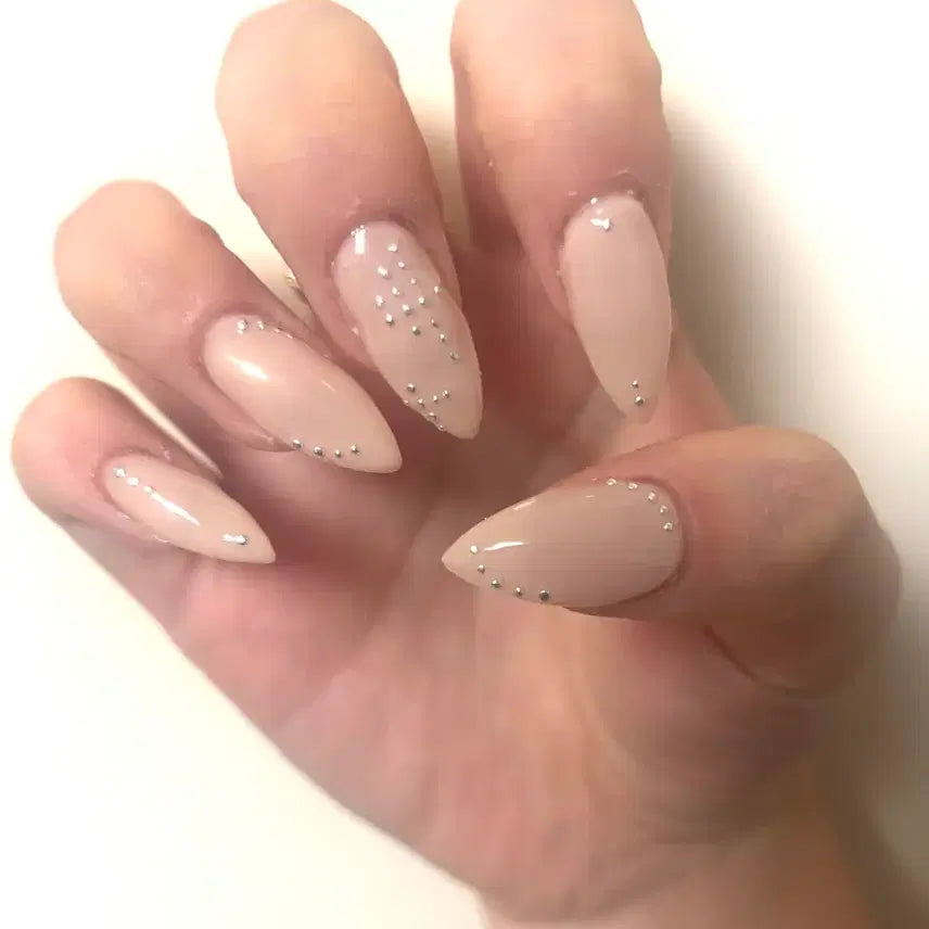 [BUNJANG] Handmade Color Changing Silver Dot Nail Tips / 수제 네일팁 컬러체인지 실버 도트 네일