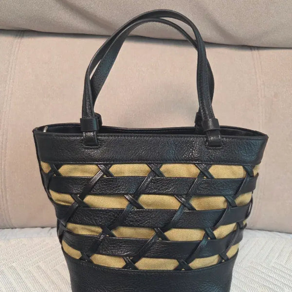 [BUNJANG] Leather Woven Tote Shoulder Bag / 소가죽 토트 숄더백 정가312000 -> 49000