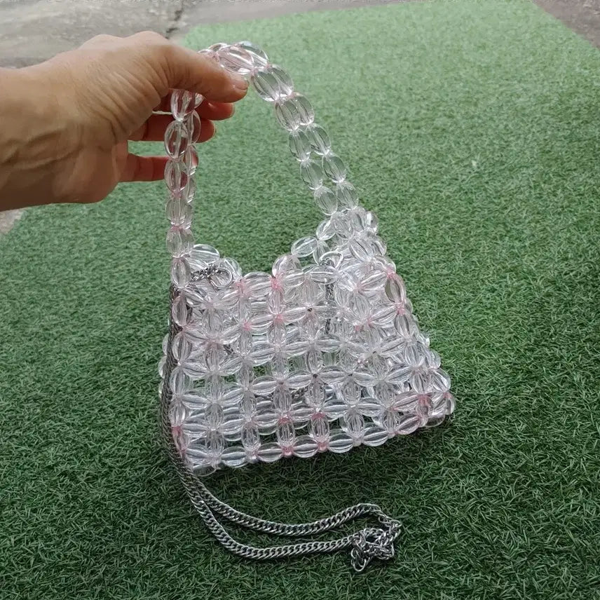 [BUNJANG] ZARA Transparent Bead Chain Shoulder Bag / 자라  비즈  투명 체인 여름  숄더백