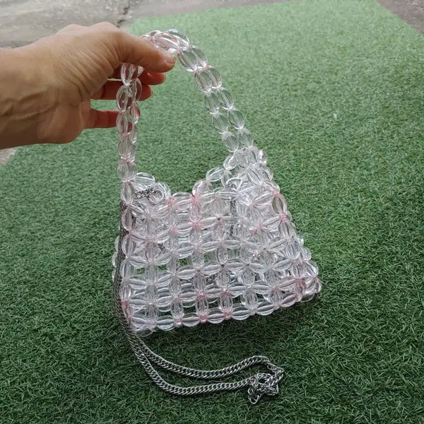[BUNJANG] ZARA Transparent Bead Chain Shoulder Bag / 자라  비즈  투명 체인 여름  숄더백