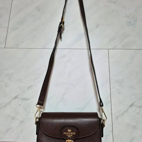 [BUNJANG] Florence Brown Leather Crossbody Bag / 이탈리아 피렌체 브라운가죽크로스백