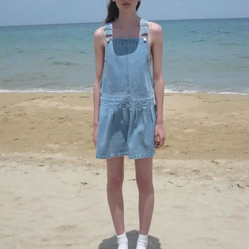 [BUNJANG] Smooth Mood White Overalls Skirt / 스무드무드 멜빵 화이트
