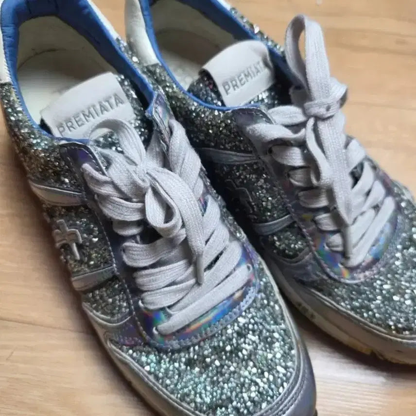[BUNJANG] Premiata Glitter Silver Sneakers 483 / 프리미아타 운동화 실버 글리터 483(정품)39. 245 이탈리아 프리미아타 스니커즈 글리터 실버