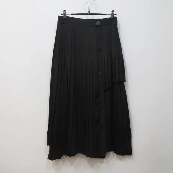 [BUNJANG] Ozza Second Button Line Long Pleated Skirt / 오즈세컨 버튼라인 롱 플리츠 스커트